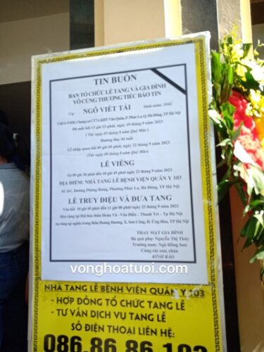 Vòng hoa tang lễ 103 Hà Đông